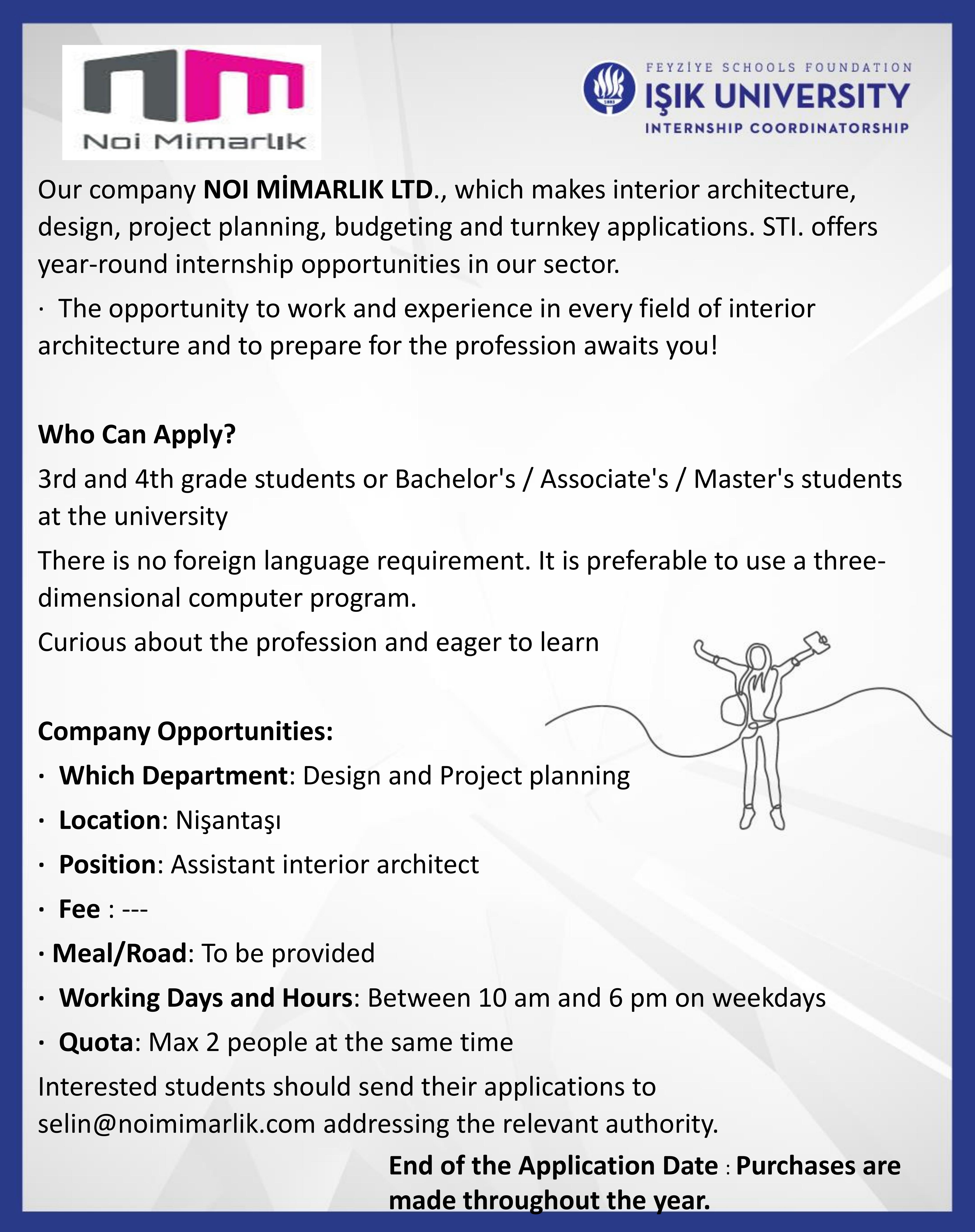 NOI Mimarlık İç Mimarlık Staj Fırsatı / NOI Architecture Interior Architecture Internship Opportunity